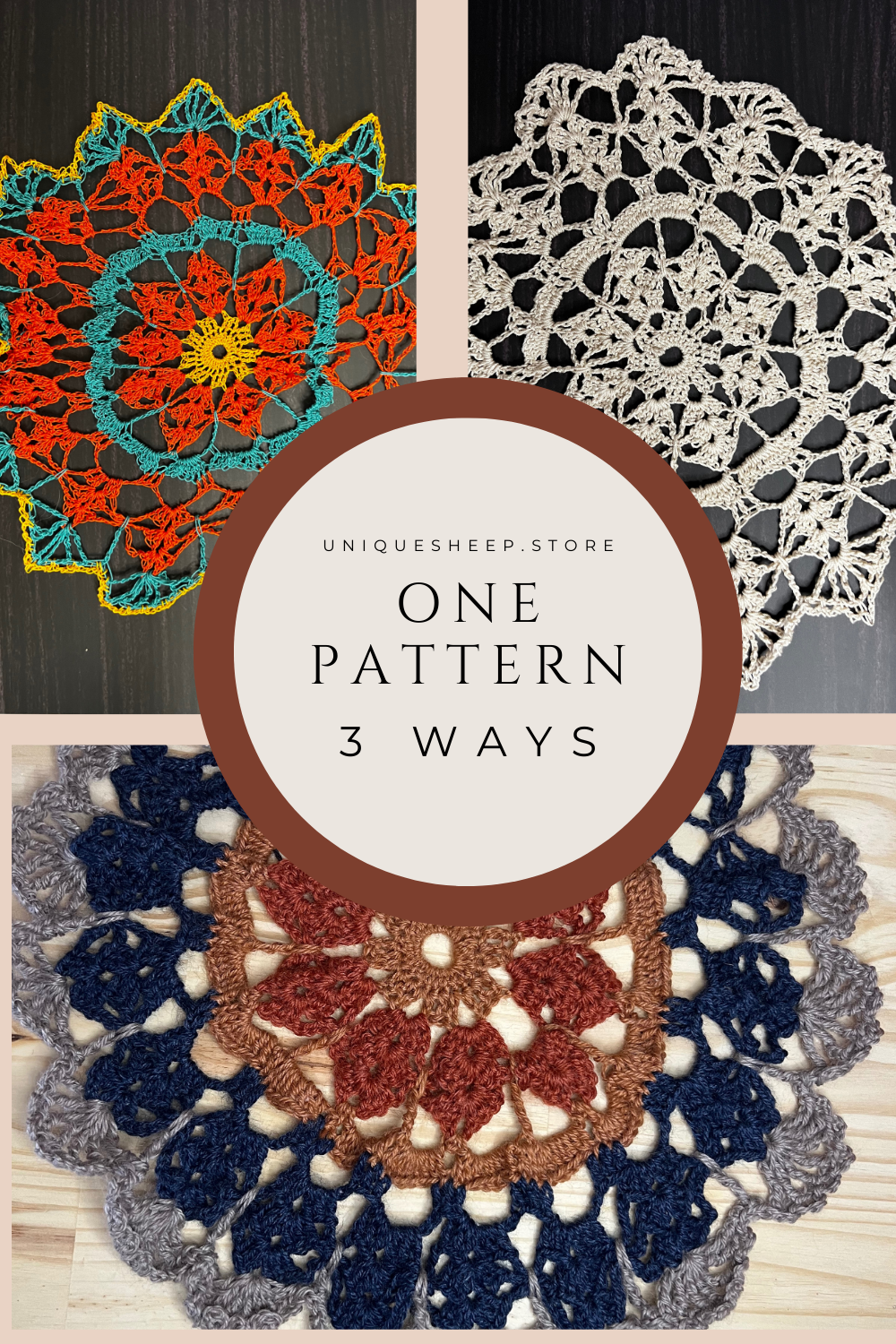 Exploring Vintage Patterns: Three Unique Spins on a Thrifted Doily Pattern